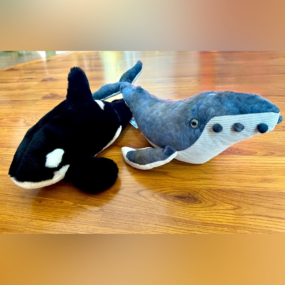 Set of Orca & Hump Back Whale Plush Toys